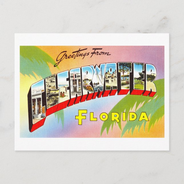Carte Postale Salutations vintages de Clearwater, Floride (Devant)