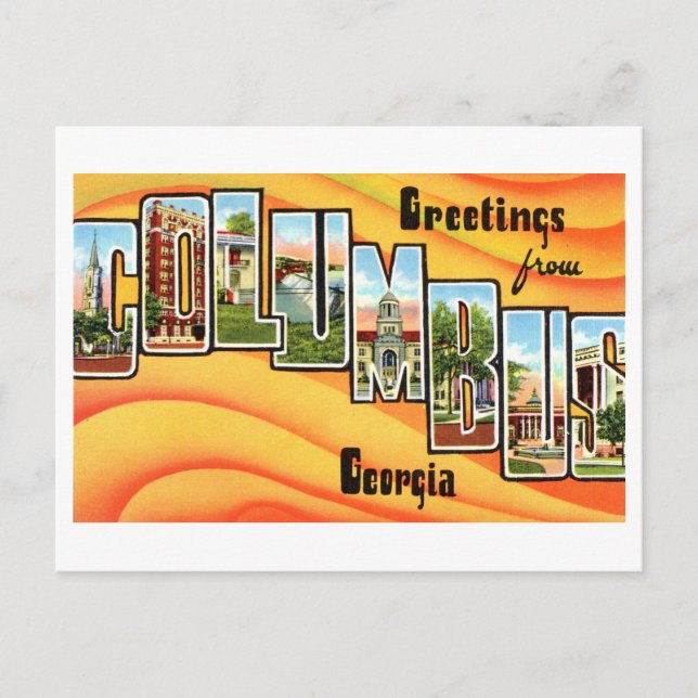 Carte Postale Salutations vintages de Columbus, Géorgie, (Devant)