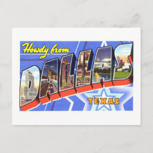 Carte Postale Salutations vintages de Dallas, Texas