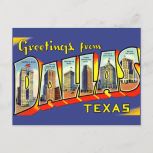 Carte Postale Salutations vintages De Dallas, Texas Travel