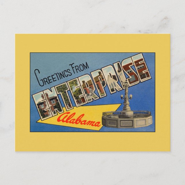 Carte Postale Salutations vintages de Enterprise AL (Devant)