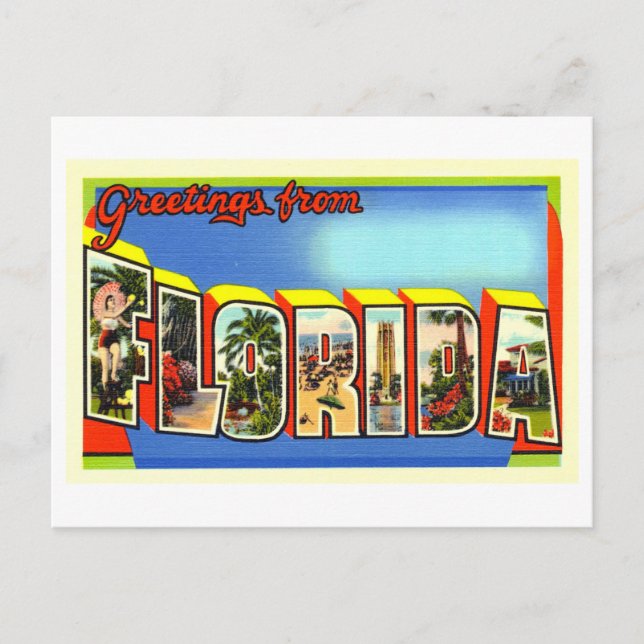 Carte Postale Salutations vintages de Floride (Devant)