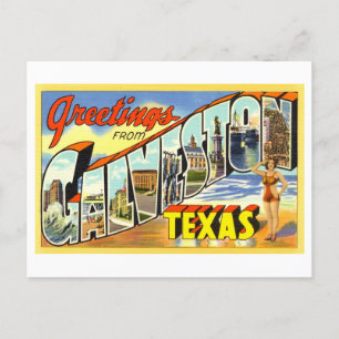 Carte Postale Salutations vintages de Galveston, Texas,