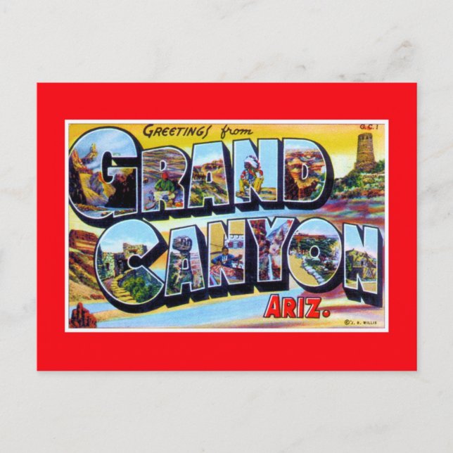 Carte Postale Salutations vintages de Grand Canyon Arizona (Devant)