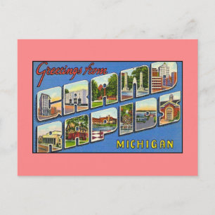 Carte Postale Salutations vintages de Grand Rapids MI