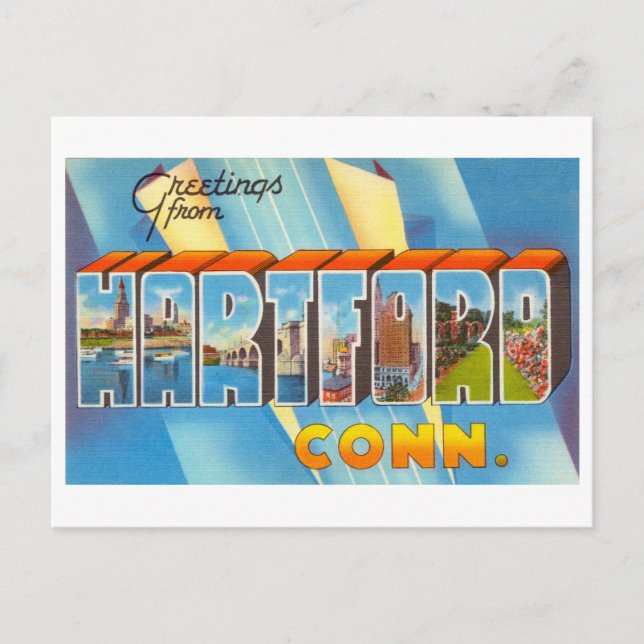 Carte Postale Salutations vintages de Hartford, Connecticut (Devant)