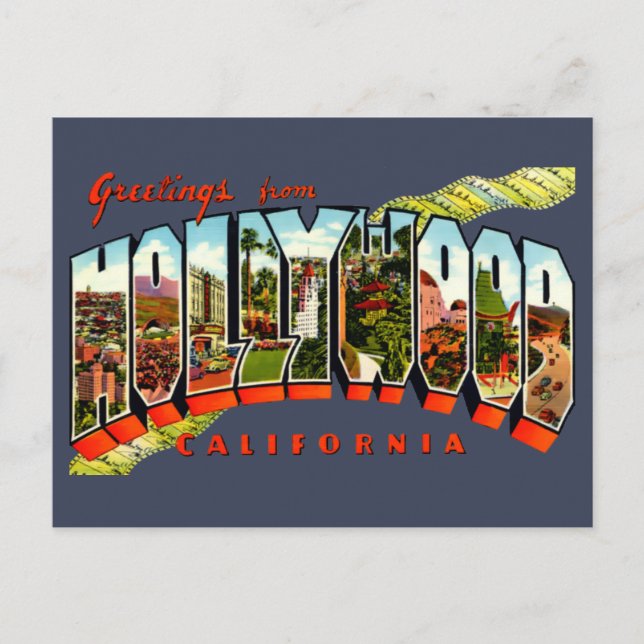 Carte Postale Salutations vintages De Hollywood Travel (Devant)