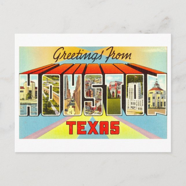 Carte Postale Salutations vintages de Houston, Texas (Devant)