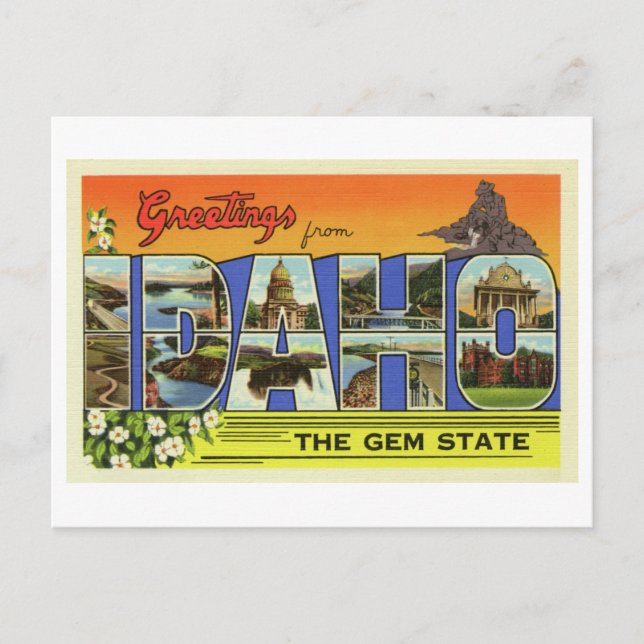Carte Postale Salutations vintages de Idaho (Devant)