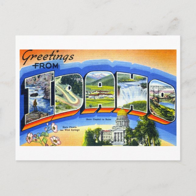 Carte Postale Salutations vintages de Idaho (Devant)