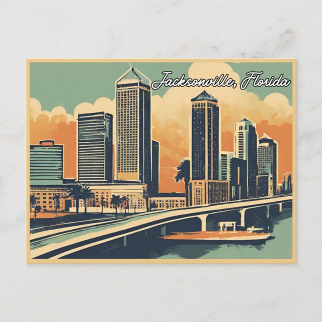 Carte Postale Salutations vintages de Jacksonville Classic Retro (Devant)