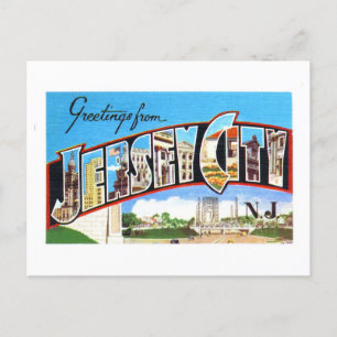 Carte Postale Salutations vintages de Jersey City, New Jersey,