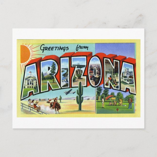 Carte Postale Salutations vintages de l'Arizona (Devant)