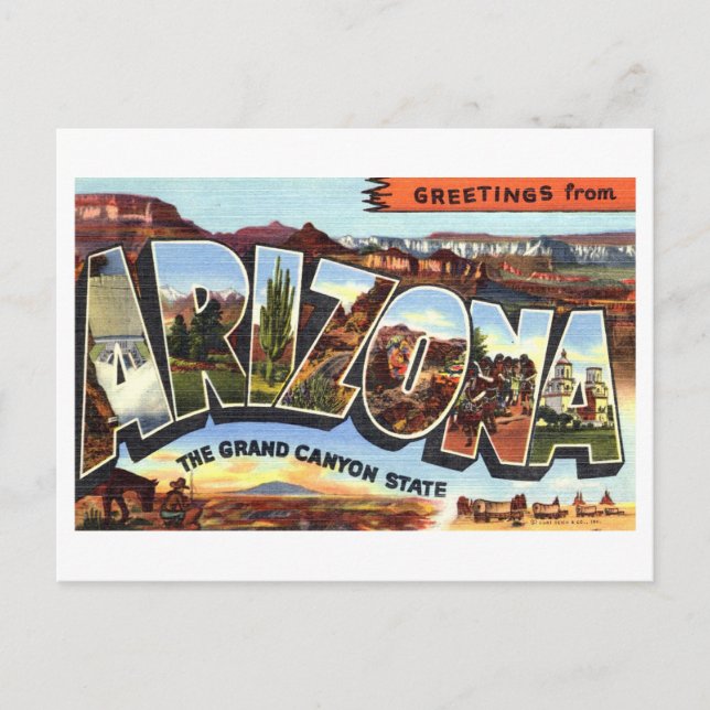 Carte Postale Salutations vintages de l'Arizona (Devant)
