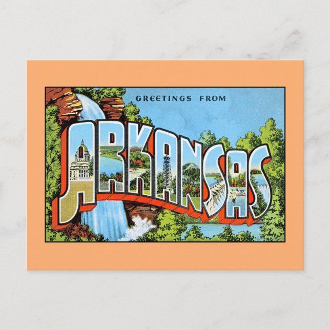 Carte Postale Salutations vintages de l'Arkansas (Devant)