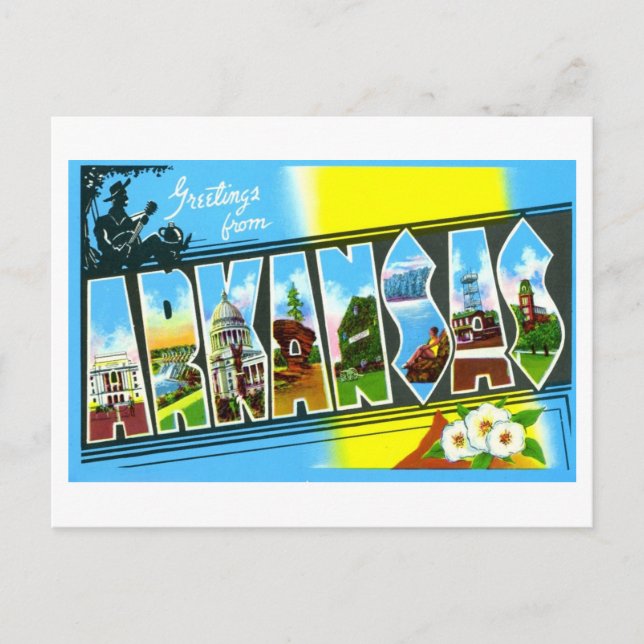Carte Postale Salutations vintages de l'Arkansas (Devant)