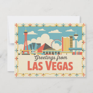Carte Postale Salutations vintages de Las Vegas Classic Retro