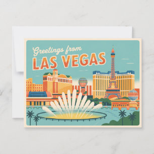 Carte Postale Salutations vintages de Las Vegas Classic Retro