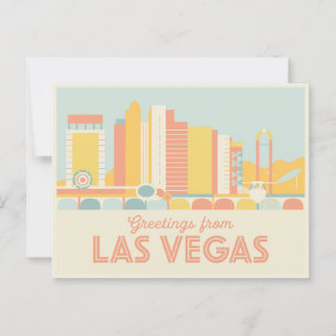 Carte Postale Salutations vintages de Las Vegas Classic Retro
