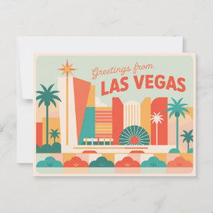 Carte Postale Salutations vintages de Las Vegas Classic Retro