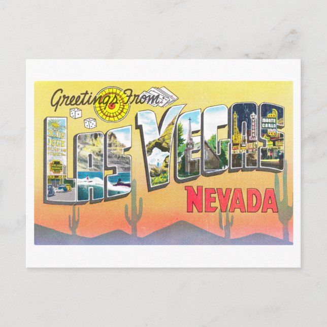 Carte Postale Salutations vintages de Las Vegas, Nevada, (Devant)