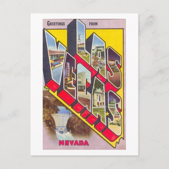 Carte Postale Salutations vintages de Las Vegas, Nevada (Devant)
