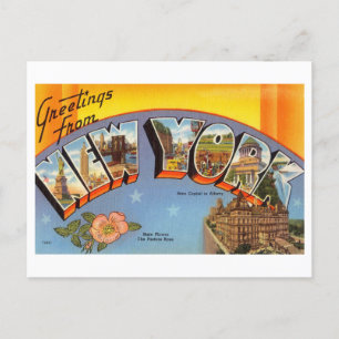 Carte Postale Salutations vintages de l'État de New York