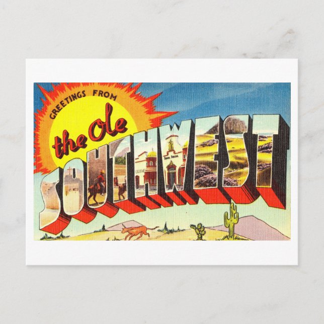 Carte Postale Salutations vintages de l'Ole Sud-Ouest (Devant)