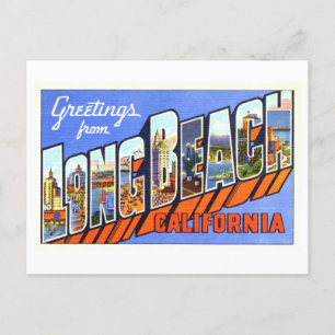Carte Postale Salutations vintages de Long Beach, Californie,