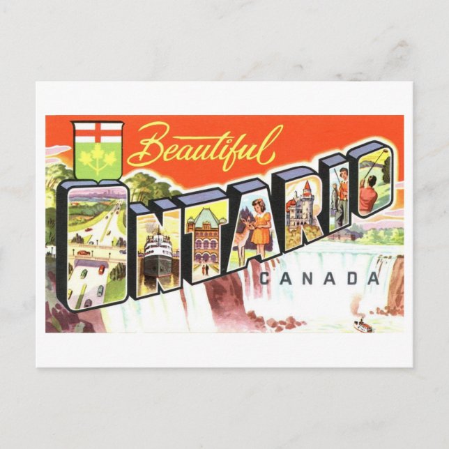 Carte Postale Salutations vintages de l'Ontario, Canada, (Devant)
