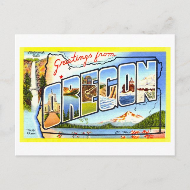 Carte Postale Salutations vintages de l'Oregon (Devant)