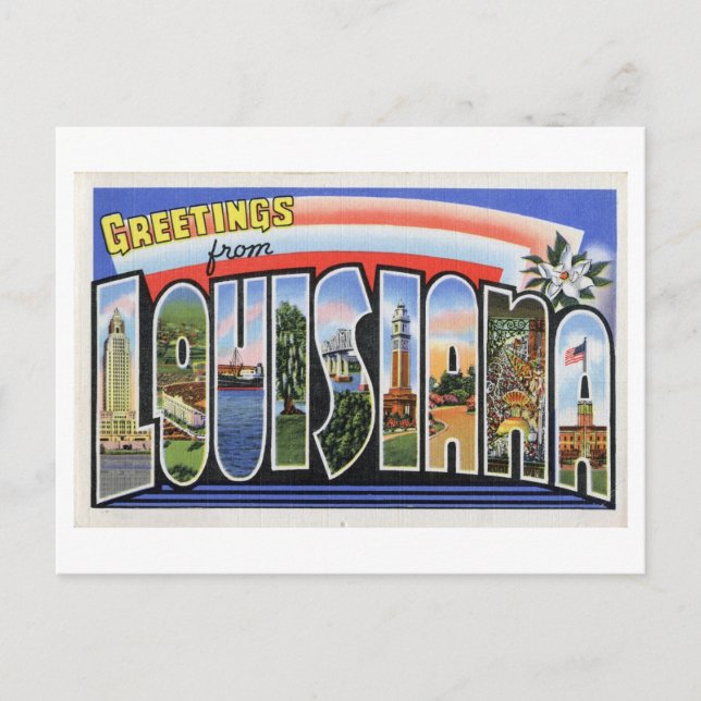 Carte Postale Salutations vintages de Louisiane (Devant)