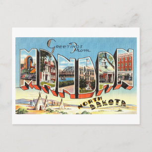 Carte Postale Salutations vintages de Mandan, Dakota du Nord