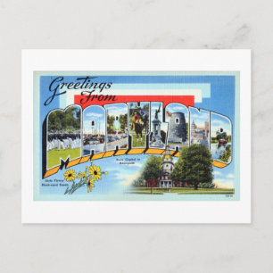 Carte Postale Salutations vintages de Maryland Travel Poster