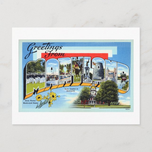 Carte Postale Salutations vintages de Maryland Travel Poster (Devant)
