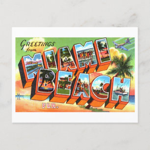 Carte Postale Salutations vintages de Miami Beach, Floride,