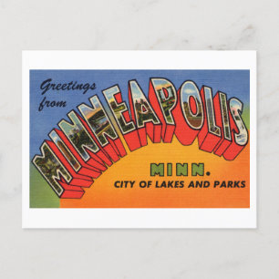 Carte Postale Salutations vintages de Minneapolis, Minnesota