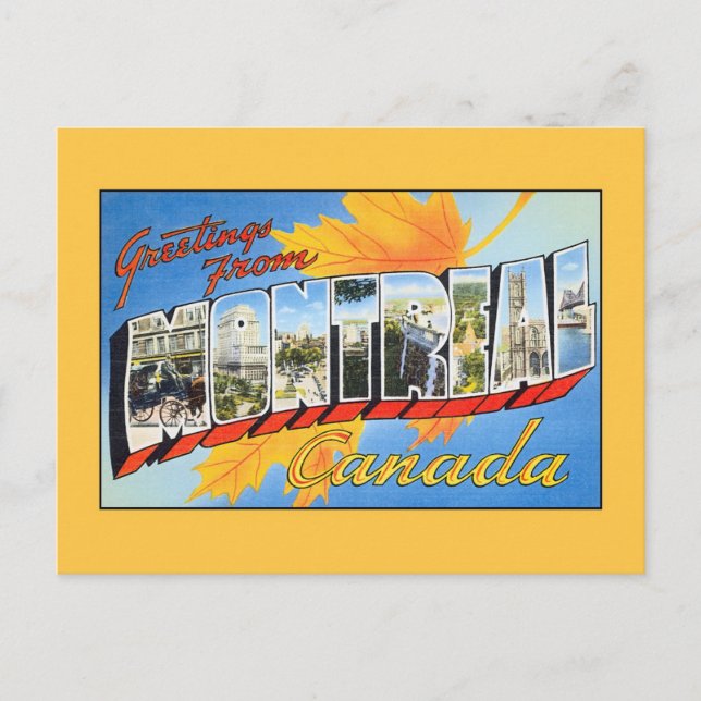 Carte Postale Salutations vintages de Montréal Canada (Devant)