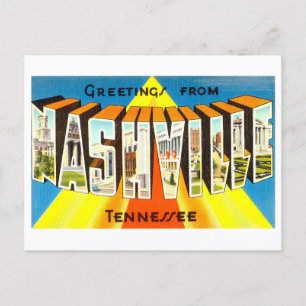 Carte Postale Salutations vintages de Nashville, Tennessee