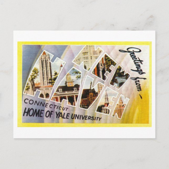 Carte Postale Salutations vintages de New Haven, Connecticut, (Devant)