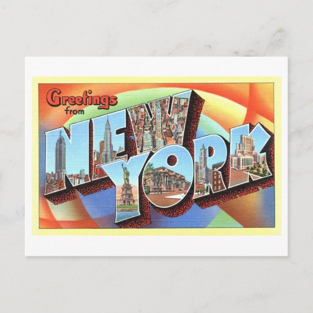 Carte Postale Salutations vintages de New York (Devant)