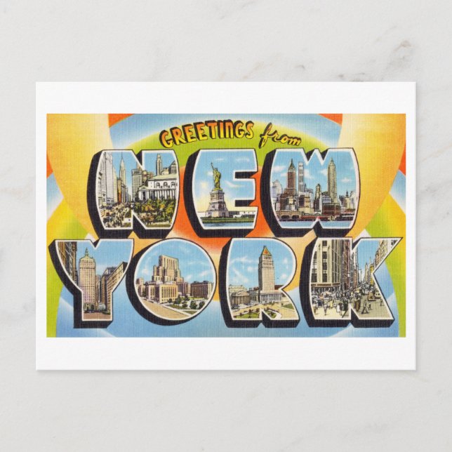 Carte Postale Salutations vintages de New York (Devant)