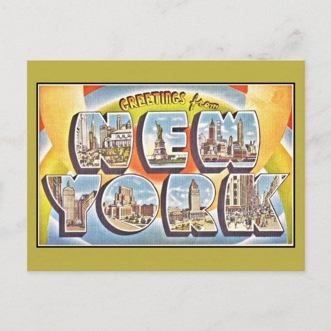 Carte Postale Salutations vintages de New York (Devant)