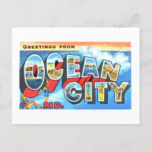 Carte Postale Salutations vintages de Ocean City, Maryland,