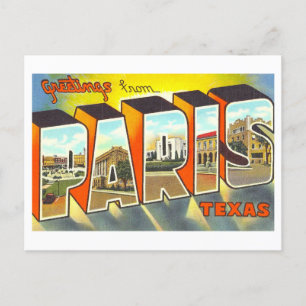 Carte Postale Salutations vintages de Paris, Texas,