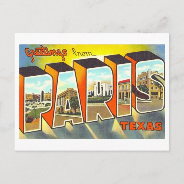 Carte Postale Salutations vintages de Paris, Texas, (Devant)
