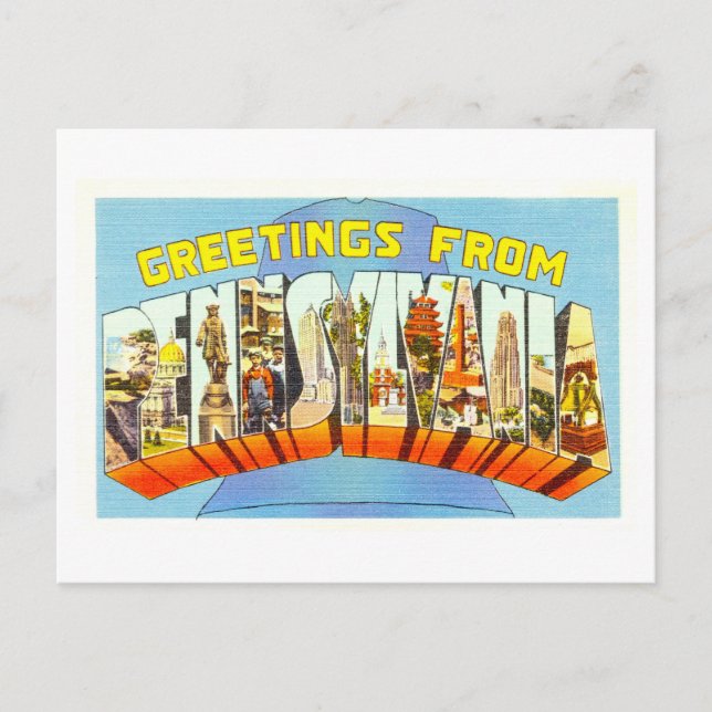 Carte Postale Salutations vintages de Pennsylvanie (Devant)