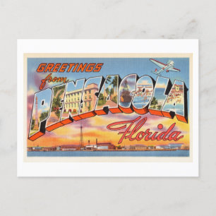 Carte Postale Salutations vintages de Pensacola, Floride