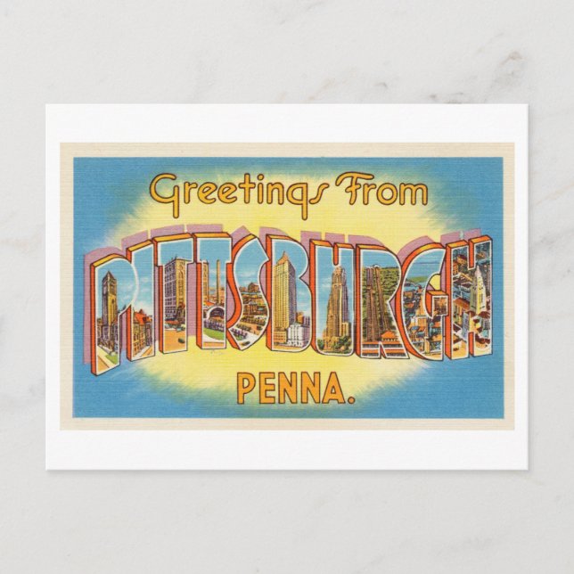 Carte Postale Salutations vintages de Pittsburgh, Pennsylvanie (Devant)