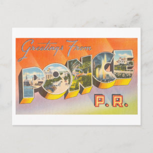 Carte Postale Salutations vintages de Ponce, Porto Rico